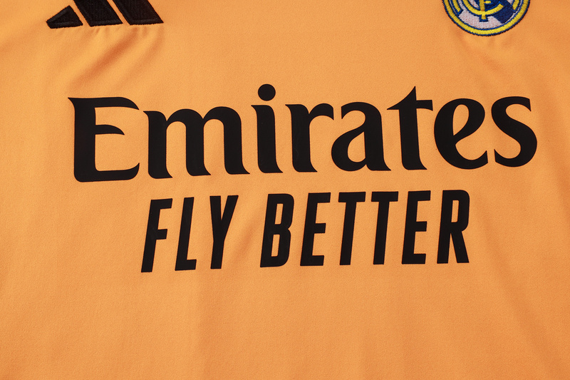 24/25 Real Madrid Orange Black Training Set Shirt and Shorts