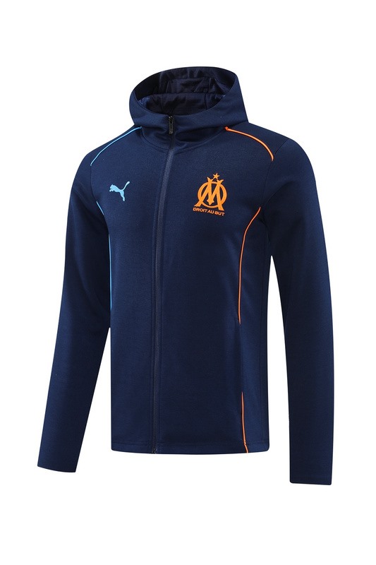 2024 Olympique Marseille Royal Blue Hoodie Jacket Kit Set Football Team Shirt Sports Fashion