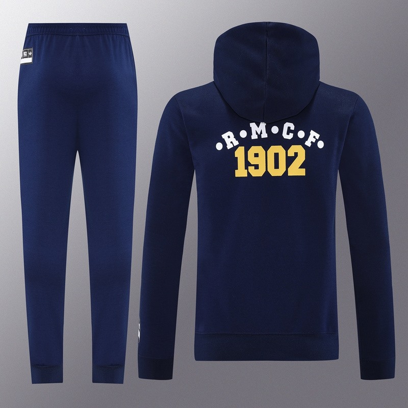 2024 Real Madrid Royal Blue Hoodie Jacket Kit Set Football Team Shirt Sports Fashion