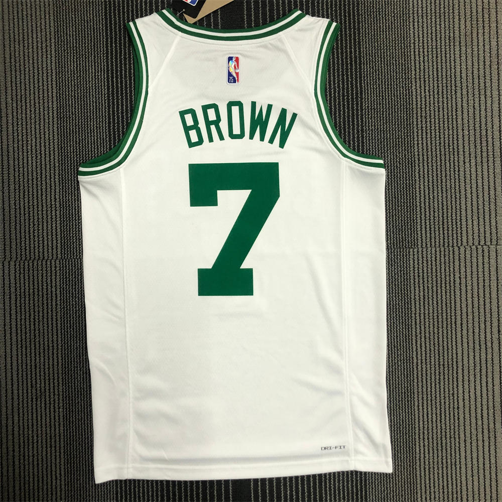 NBA Boston Celtics Round Neck 75th anniversary White Jersey BROWN#7 S-XXL