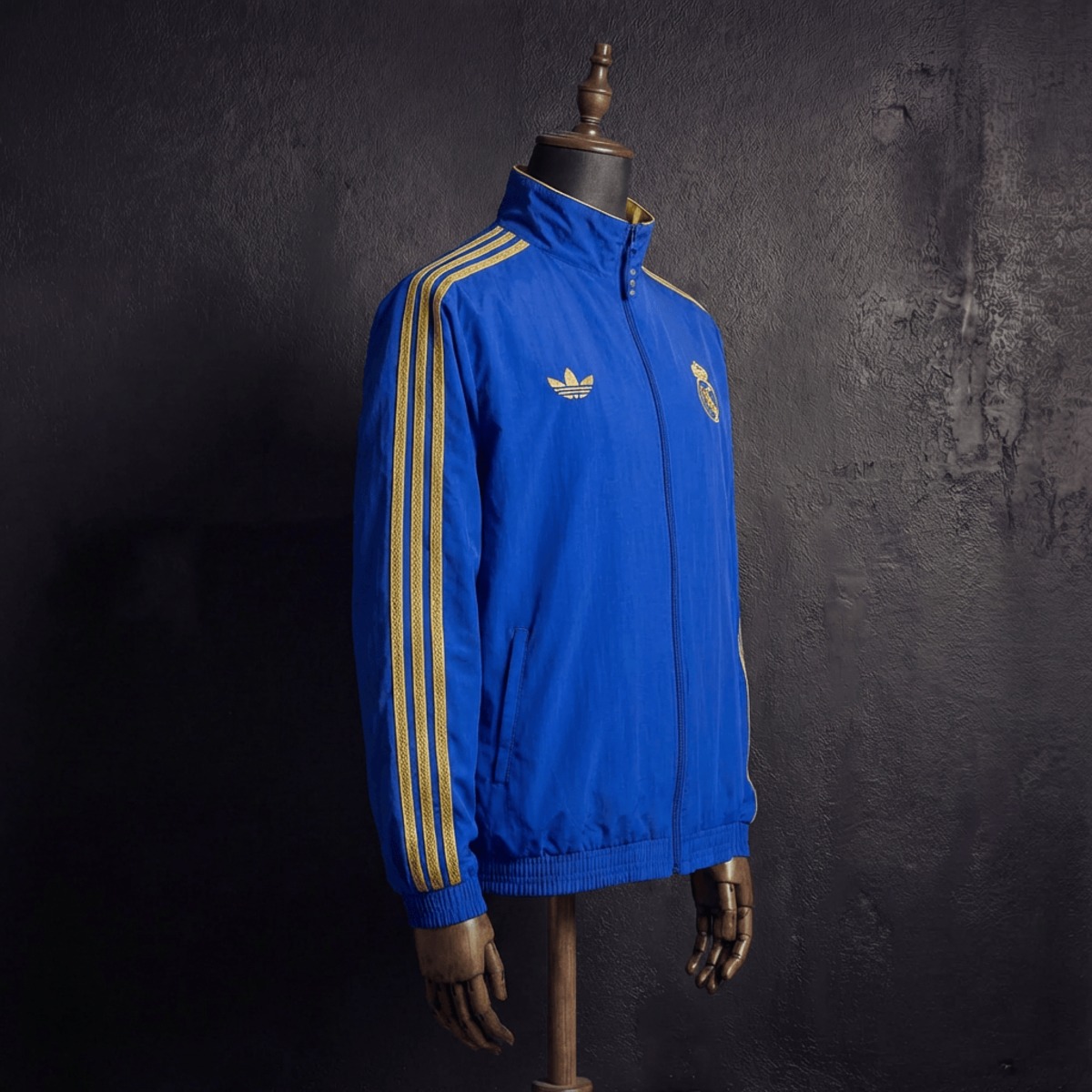 2026 Real Madrid Blue and Golden Reversible Windbreaker Sport Unifom