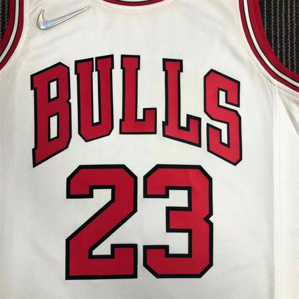 NBA Chicago Bulls Round Neck White 75th anniversaryJersey JORDAN#23 S-XXL
