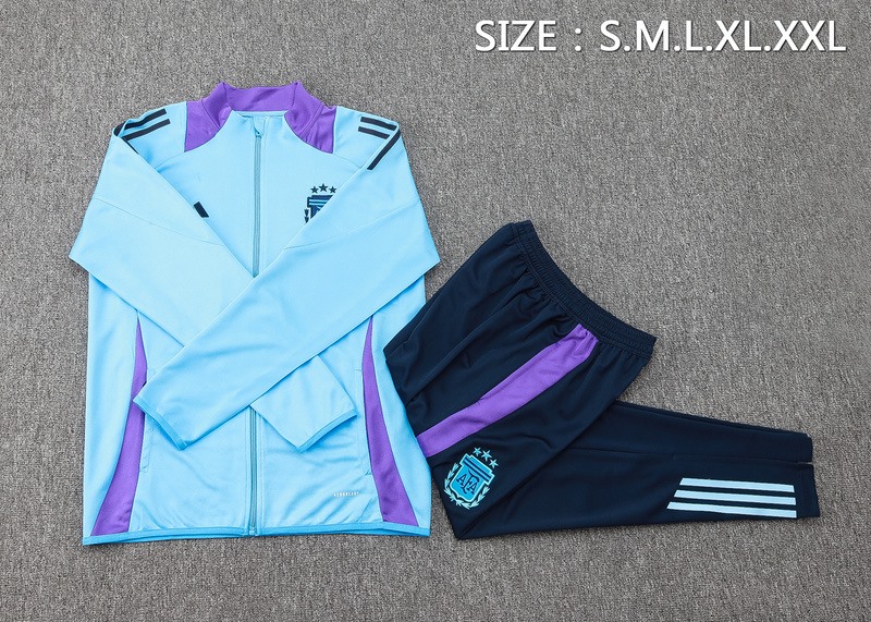 2024 Argentina Blue Jacket Training Suit Set Football Team Shirt Sports Fashion