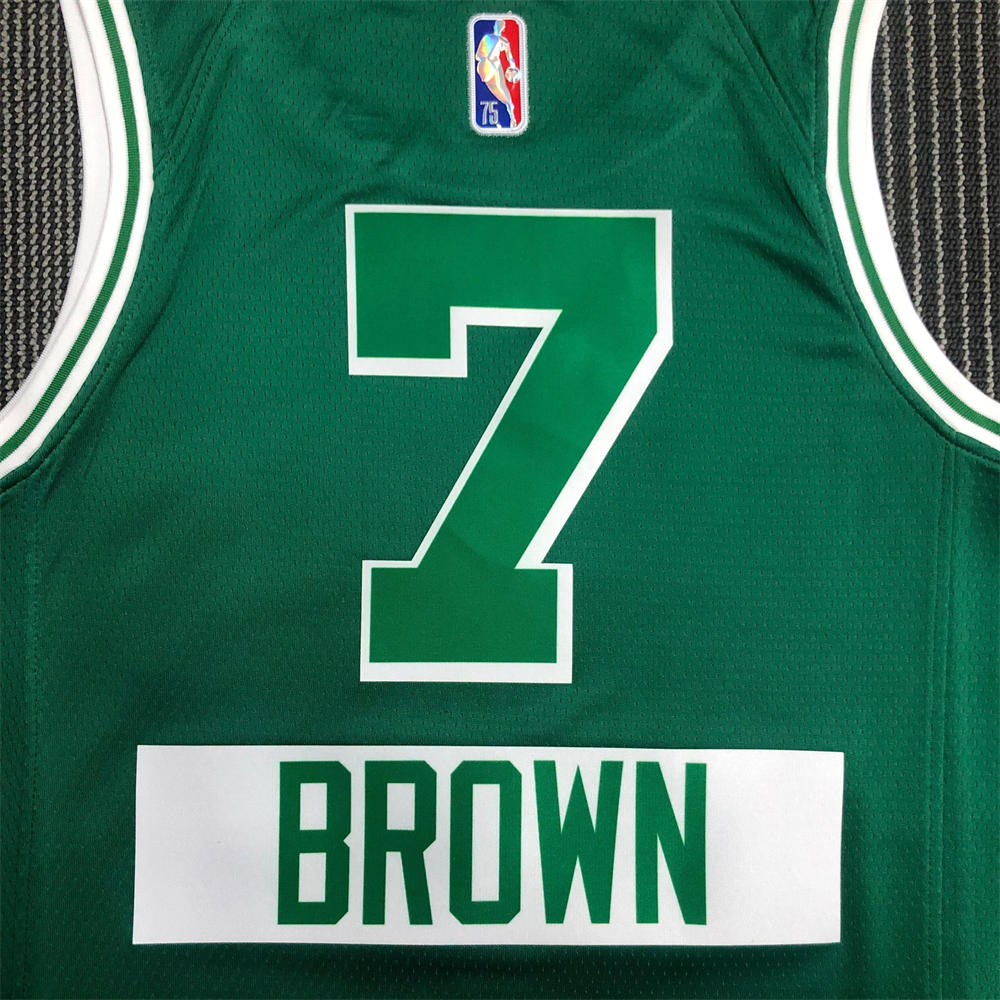 NBA Boston Celtics Round Neck 75th anniversary Green Jersey BROWN#7 S-XXL