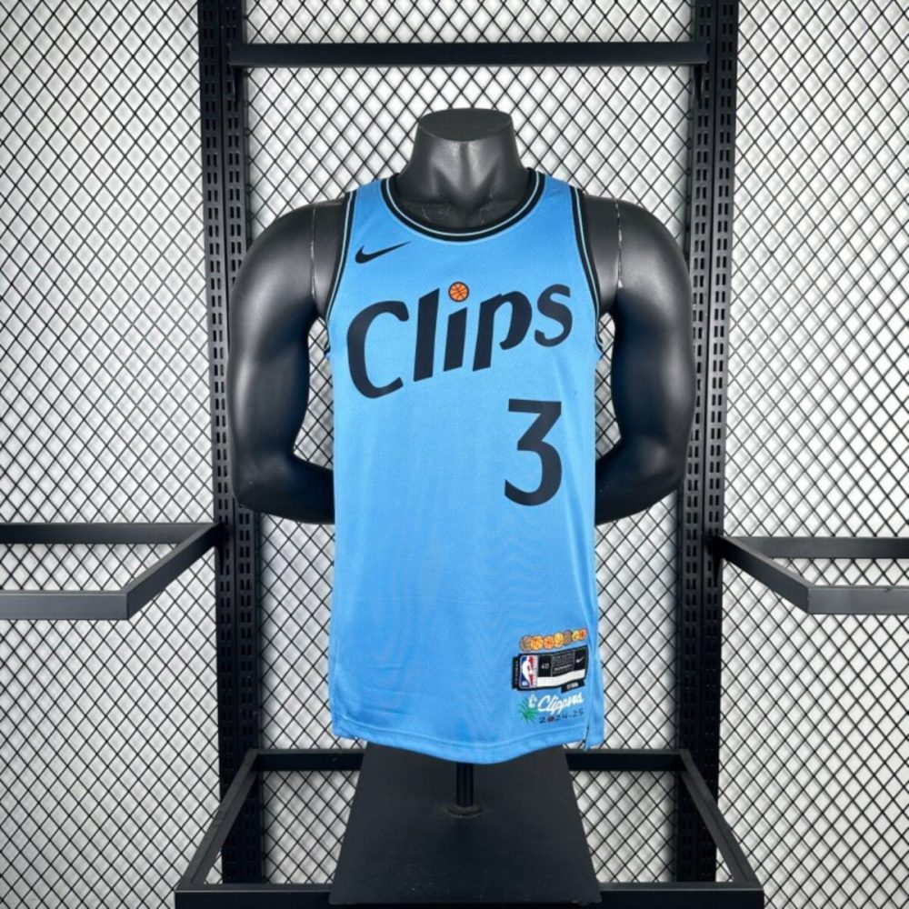 NBA Los Angeles Clippers 24/25 City Edition Round Neck Blue Jersey PAUL#3 S-XXL