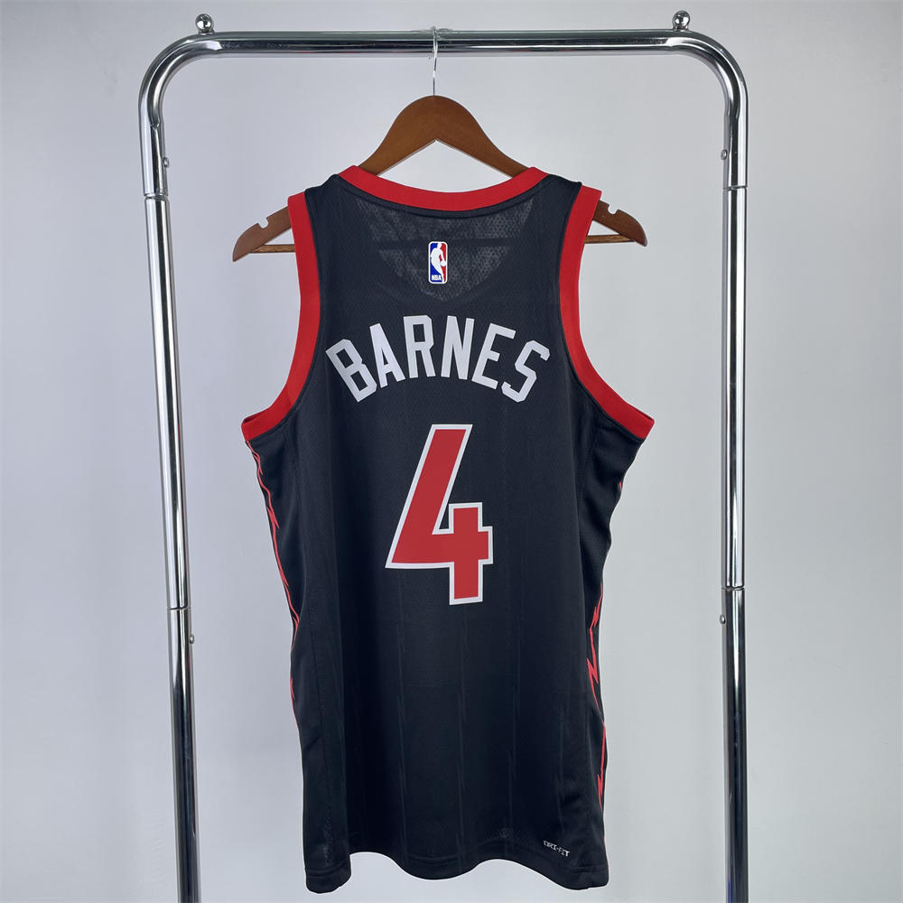 NBA Toronto Raptors V-Neck Black jersey BARNES#4 S-XXL