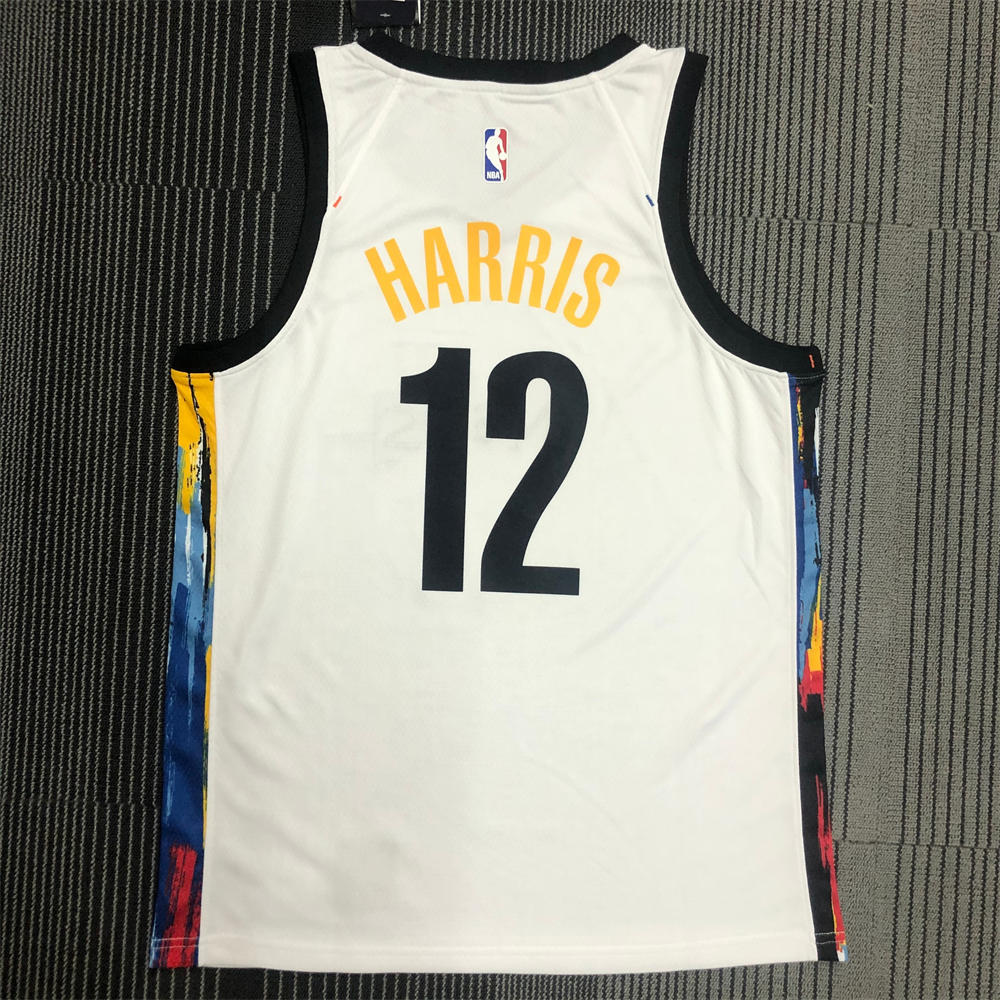 NBA Brooklyn Nets V-Neck White Jersey HARRIS#12 S-XXL