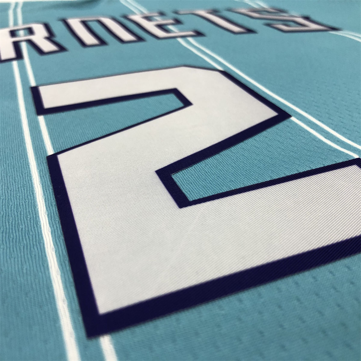 NBA Charlotte Hornets V-Neck Light Blue Jersey BALL#2 S-XXL