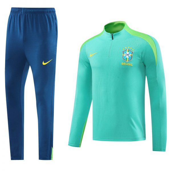 2024 Brazil Blue Long-sleeved half-pull training kit Football team kit