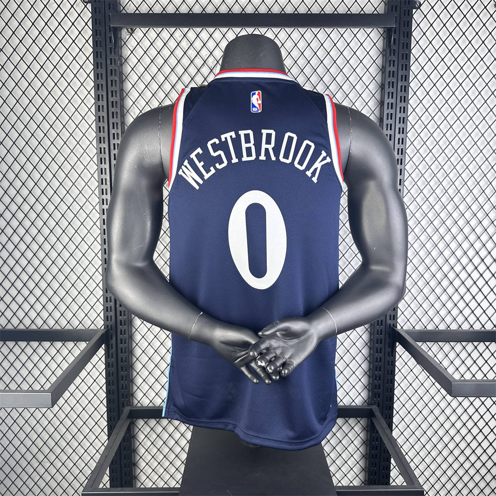 NBA Los Angeles Clippers 24/25 Round Neck dark blue Jersey WESTBROOK#0 S-XXL
