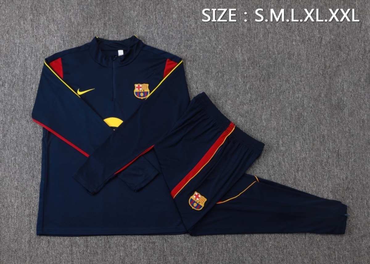 2026 Barcelona Royal blue Long-sleeved half-pull training