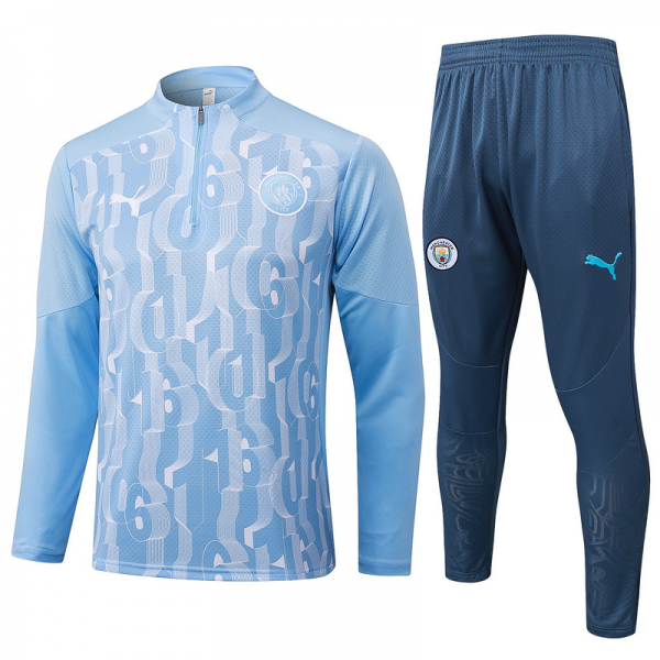 24/25 Manchester City Light blue Long-sleeved half-pull training kit Football team kit