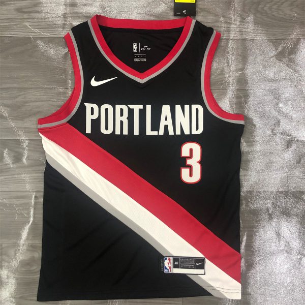 NBA Portland Trail Blazers V-Neck Black Jersey McCOLLUM#3 S-XXL