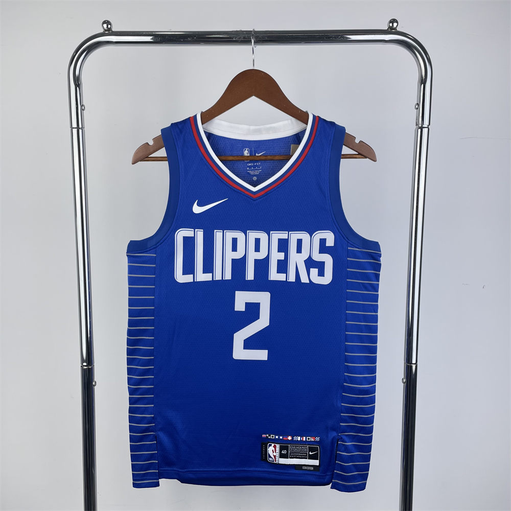 NBA Los Angeles Clippers 2023 V-Neck Blue Jersey LEONARD#2 S-XXL
