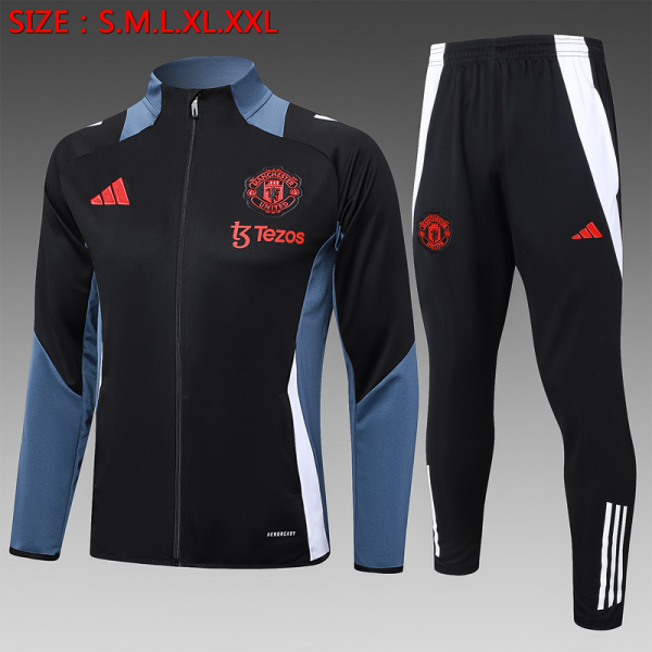 2024/25 Manchester United Black Jacket Training Suit Set Football Team Shirt Sports Fashion