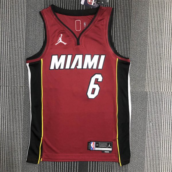 NBA Miami Hearts V-Neck Red 75th Anniversary Jersey JAMES#6 S-XXL