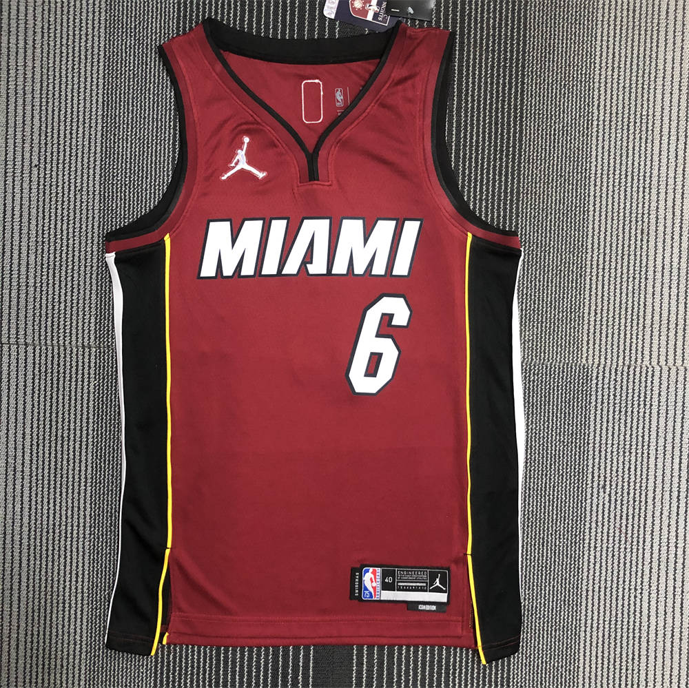 NBA Miami Hearts V-Neck Red 75th Anniversary Jersey JAMES#6 S-XXL