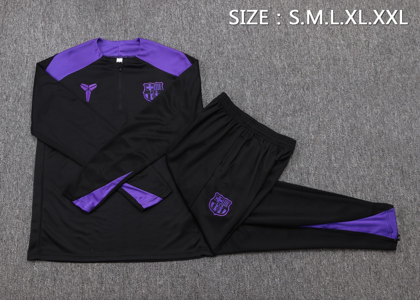 202526 Barcelona blackish purple Long-sleeved half-pull training kit Football team kit