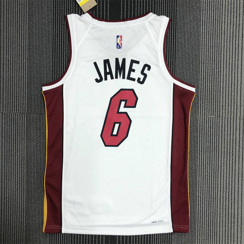 NBA Miami Hearts V-Neck White 75th Anniversary Jersey JAMES#6 S-XXL