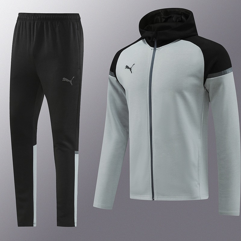 2024 Puma Grey Hoodie Jacket Kit Set Football Team Shirt Sports Fashion