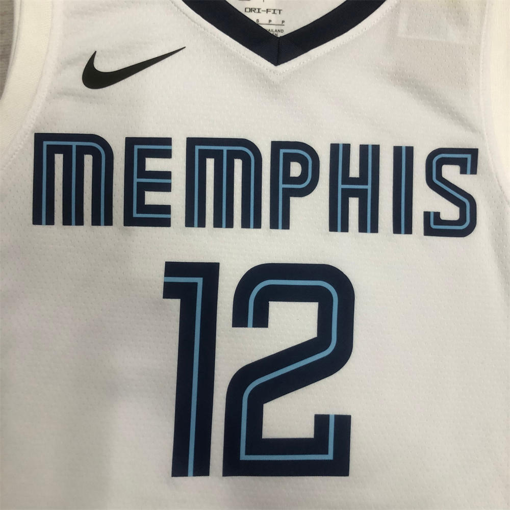 NBA Memphis Grizzies V-Neck White Jersey MORANT#12 S-XXL