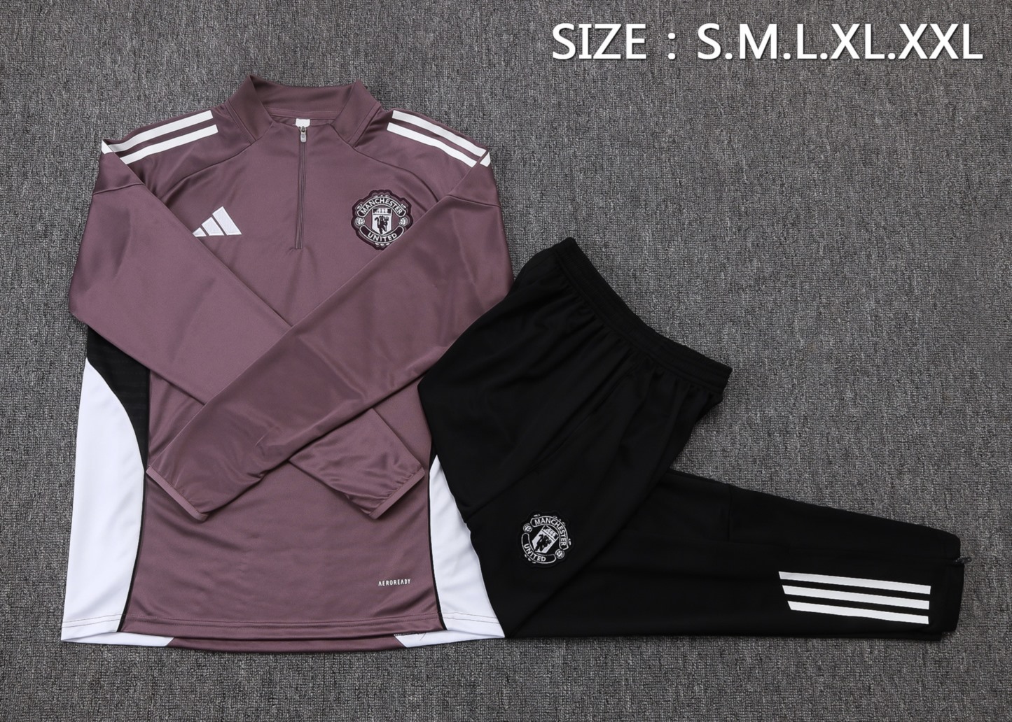 202526 Manchester United grayish purple Long-sleeved half-pull training kit Football team kit
