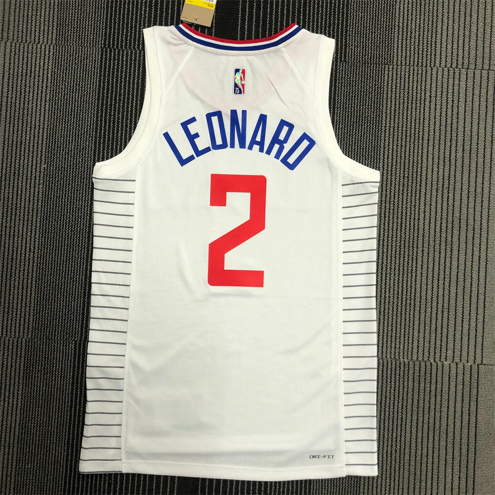 NBA Los Angeles Clippers V-Neck White Anniversary Jersey LEONARD#2 S-XXL