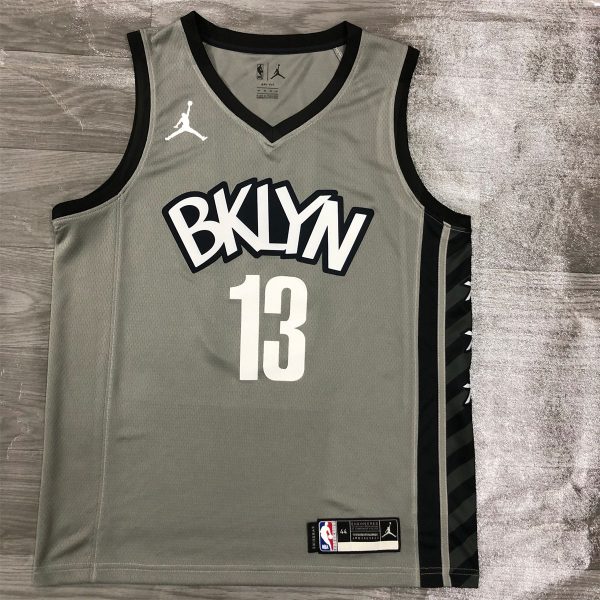 NBA Brooklyn Nets V-neck Grey Jersey HARDEN#13 S-XXL
