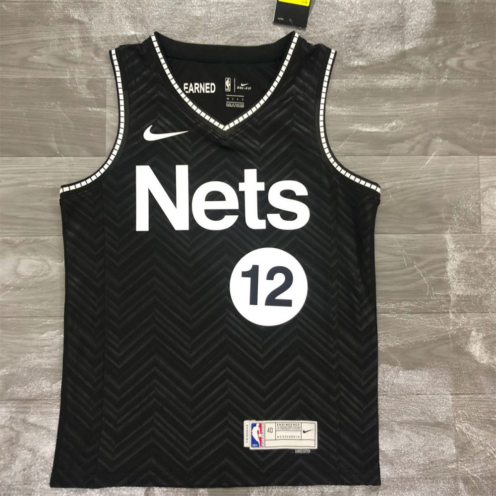 NBA Brooklyn Nets V-Neck Black Jersey HARRIS#12 S-XXL