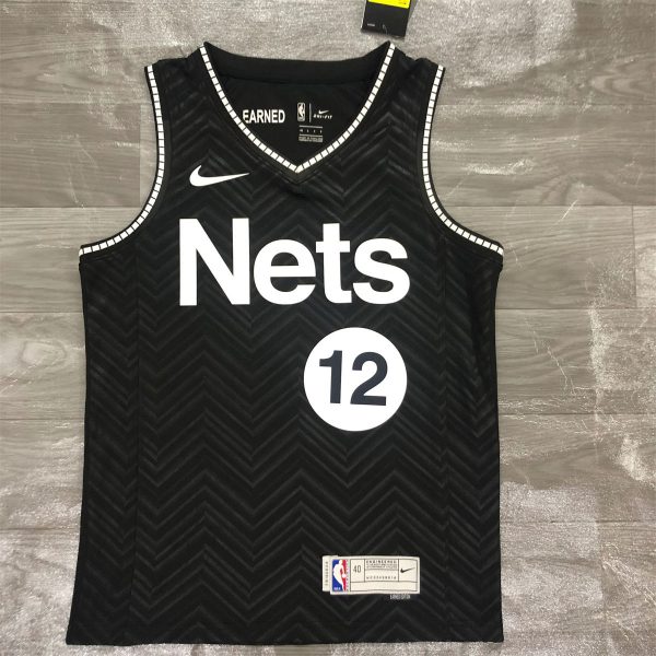 NBA Brooklyn Nets V-Neck Black Jersey HARRIS#12 S-XXL