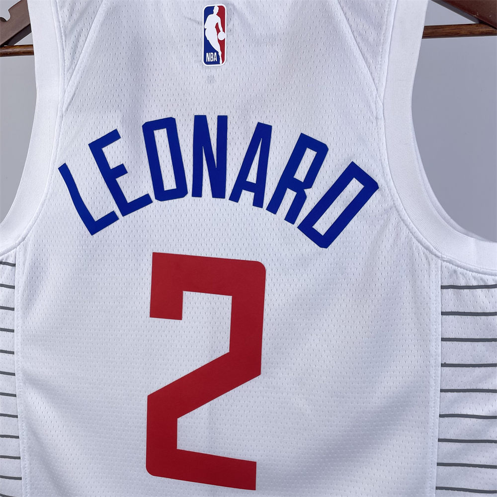 NBA Los Angeles Clippers 2023 V-Neck White Jersey LEONARD#2 S-XXL
