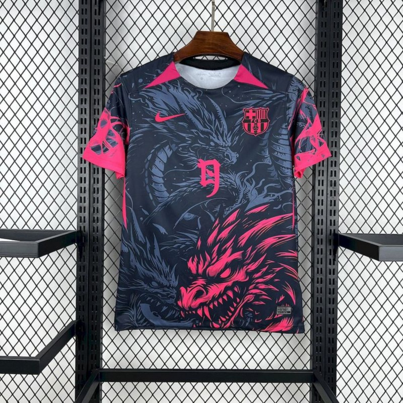 2025/26 Barcelona Special Edition Black and Pink Jersey Fan Version