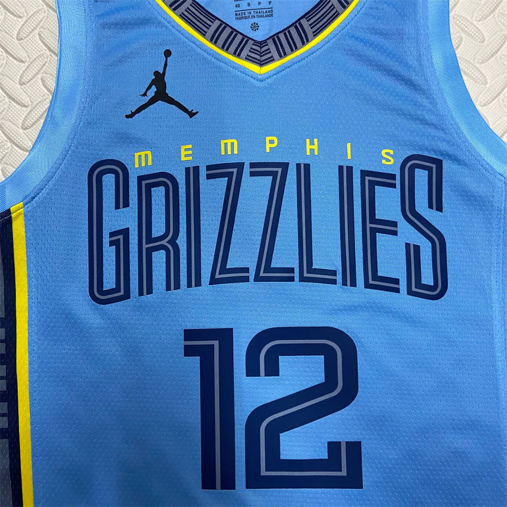 NBA Memphis Grizzies V-Neck Blue Jersey MORANT #15 S-XXL