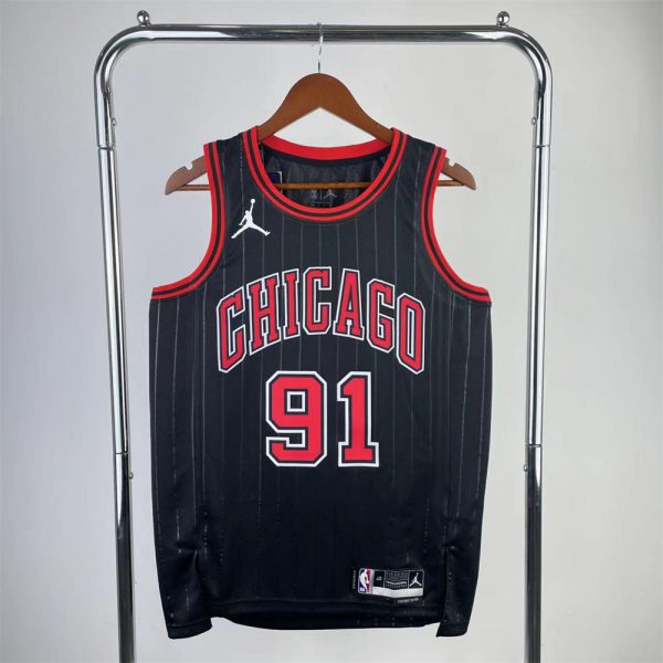 NBA Chicago Bulls Michael RODMAN#91 2022/23 Black JORDAN Edition Swingman Jersey S-XXL