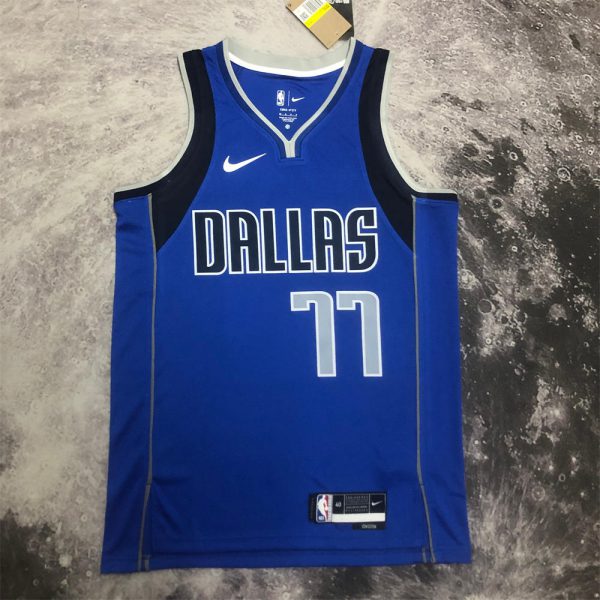 NBA Dallas Mavericks V-Neck Blue Jersey DONCIC#77 S-XXL