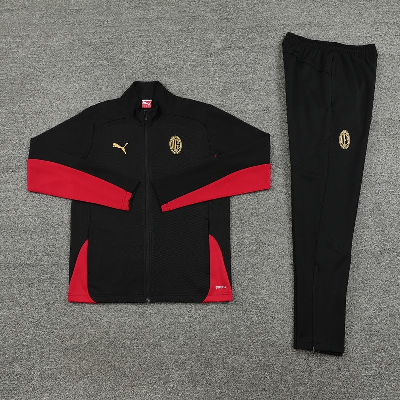 2024 AC Milan Black Red Jacket Training Suit Set Football Team Shirt Sports Fashion