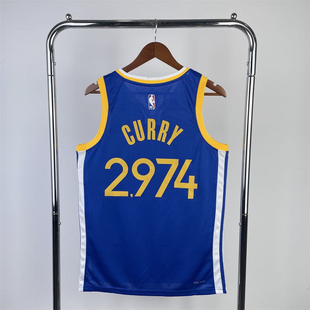 NBA Golden State Warriors 2023 V-Neck Blue Jersey CURRY#30#2974 S-XXL