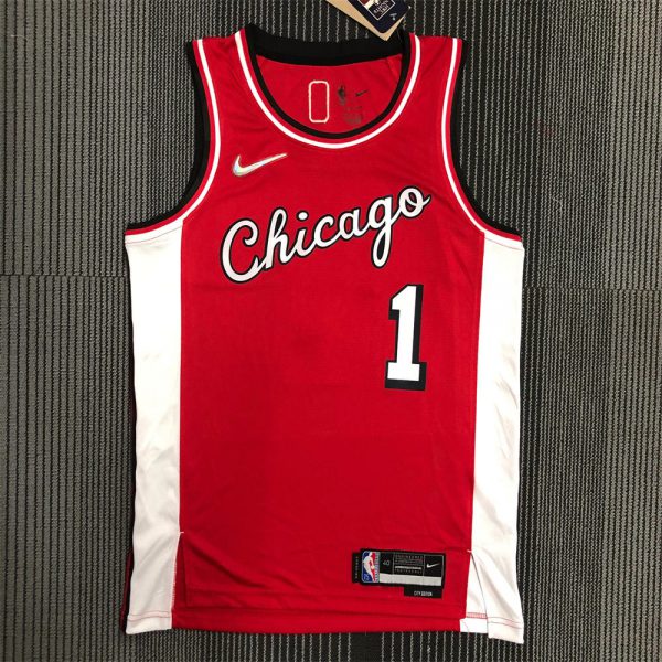 NBA Chicago Bulls Round Neck Red 75th AnniversaryJersey ROSE#1 S-XXL