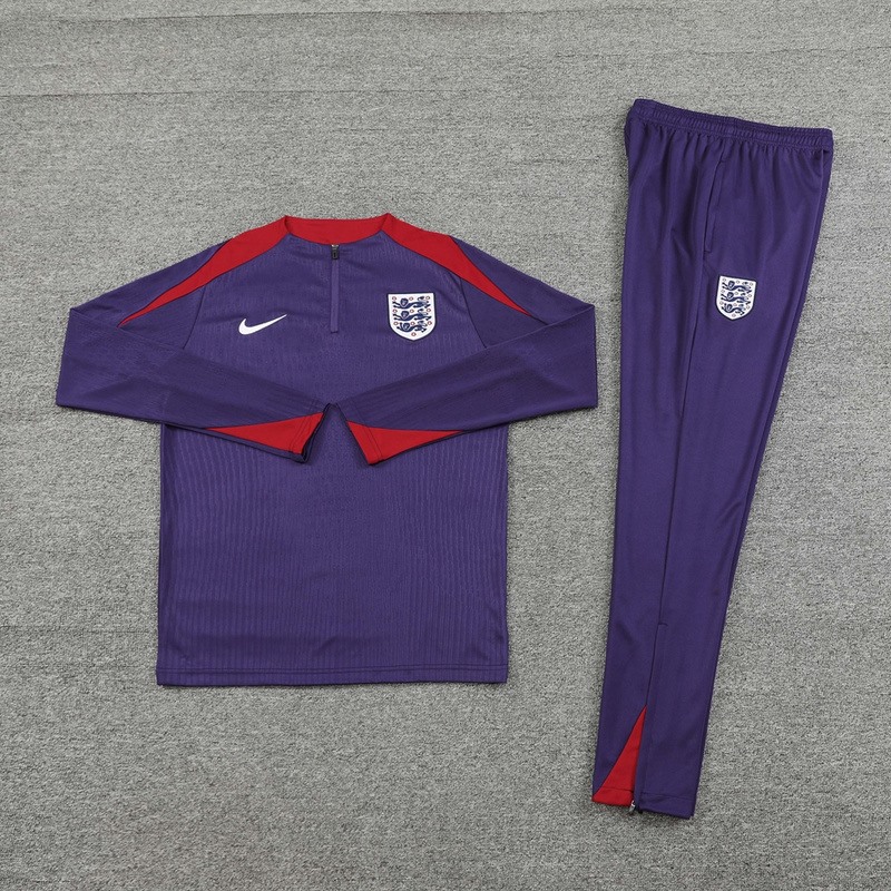 2024 England purple Long-sleeved half-pull training kit Football team kit