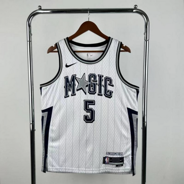 NBA Orlando Magic 2025 Round Neck City Edition White Jersey BANCHERD#5 S-XXL