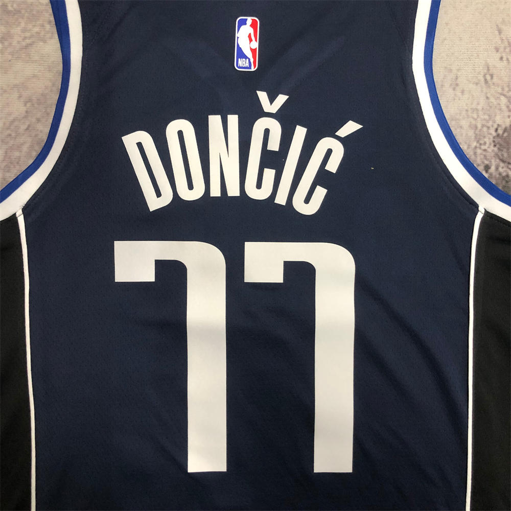 NBA Dallas Mavericks V-Neck Royal Blue Jersey DONCIC#77 S-XXL