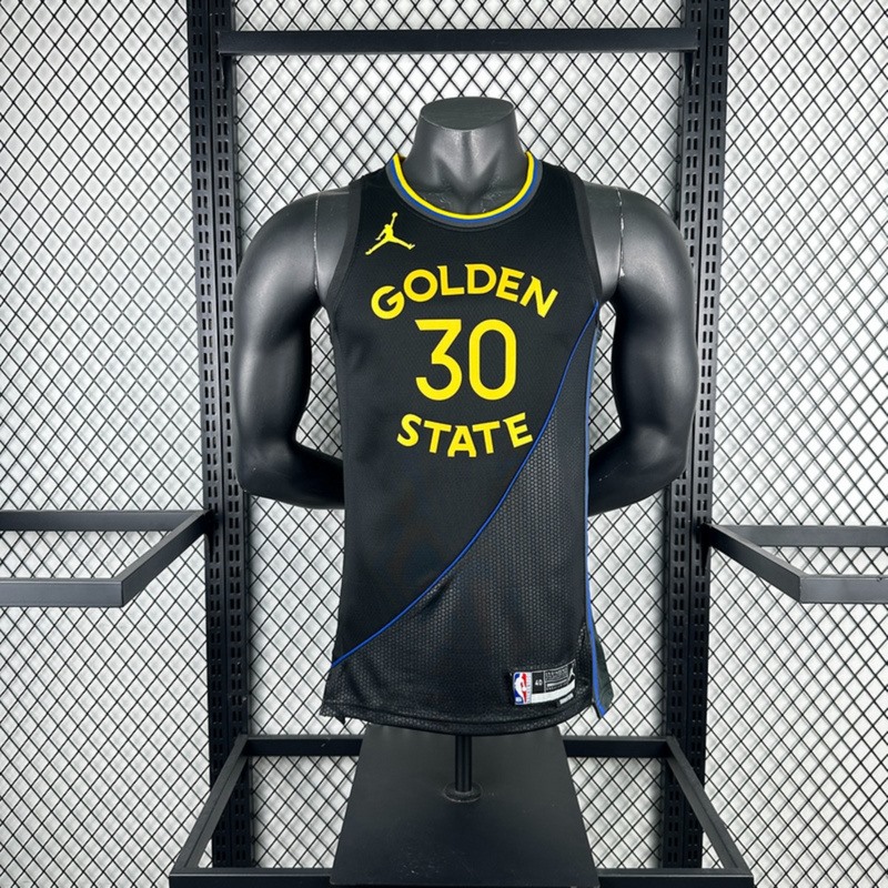 NBA 2025 Golden State Warriors Round Neck JORDAN Edition Black Jersey CURRY#30 S-XXL