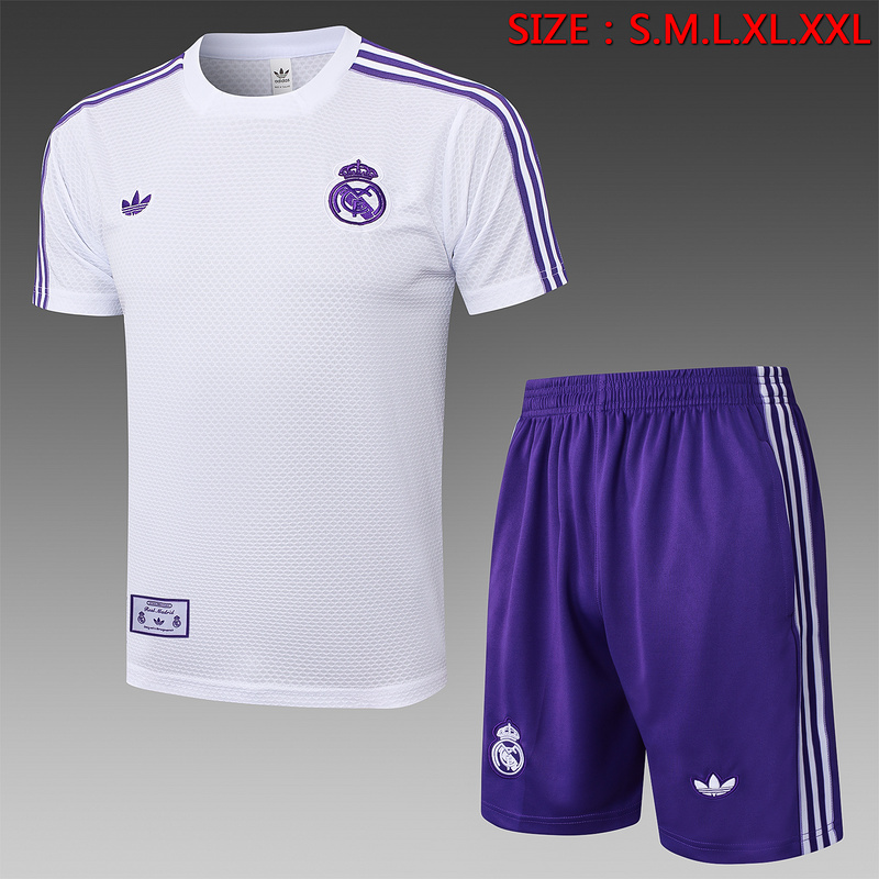 2025/26 Real Madrid White Training Set Shirt and Shorts