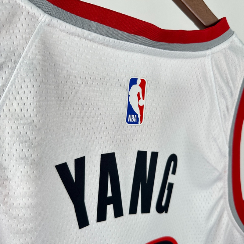 NBA Portland Trail Blazers 2023 V-Neck White jersey YANG#16 S-XXL