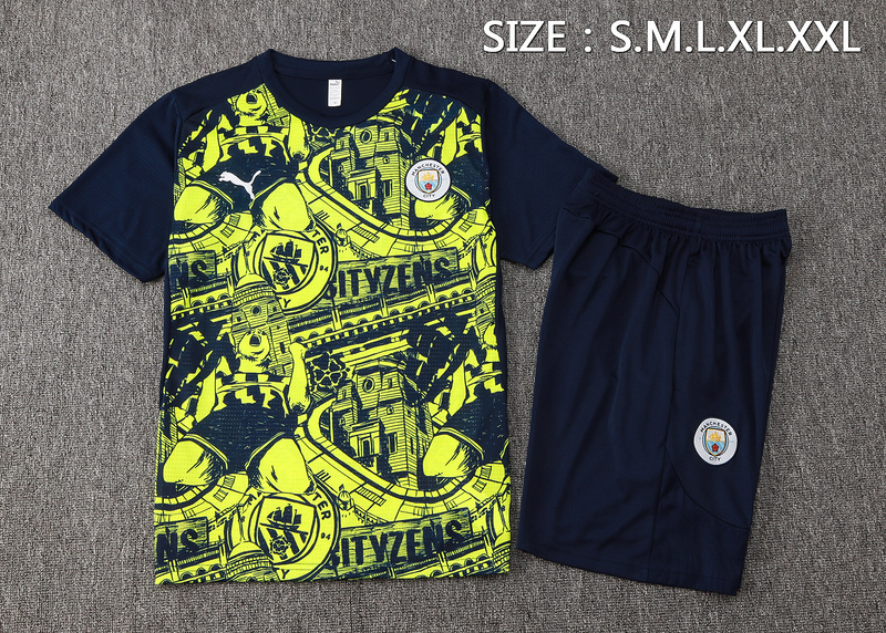 24/25 Manchester City Green Training Set Shirt and Shorts
