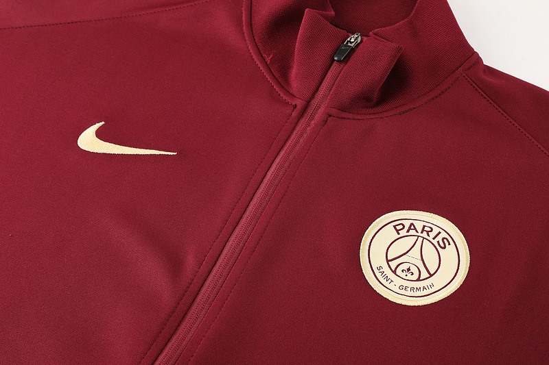 2024 PSG Maroon Jacket Training Suit Set Football Team Shirt Sports Fashion