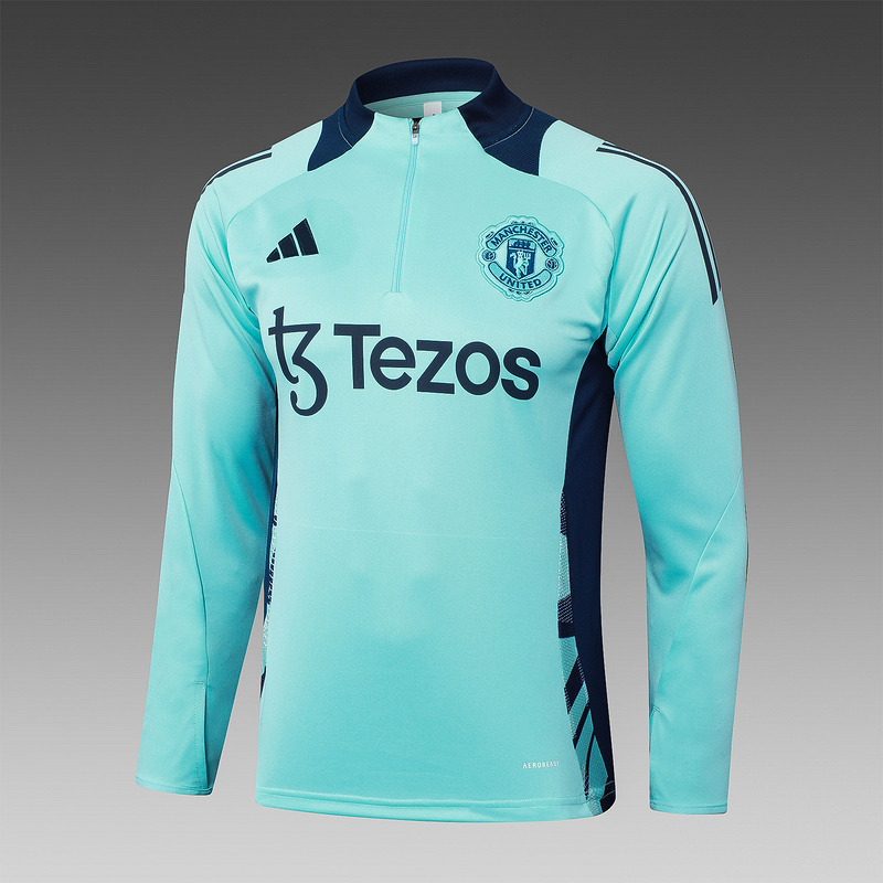 24/25 Manchester United Green Long-sleeved half-pull training kit Football team kit