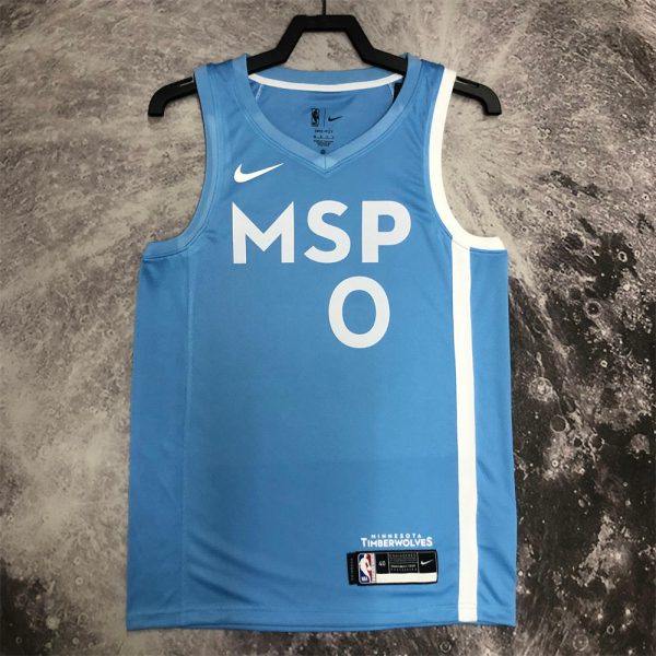 NBA Minnesota Timberwolves V-Neck North Carolina Blue Jersey RUSSELL#0 S-XXL