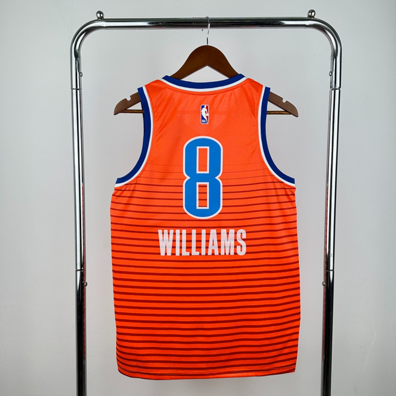 NBA Oklahoma City Thunder V-Neck Orange Jersey WILLIAMS#8 S-XXL