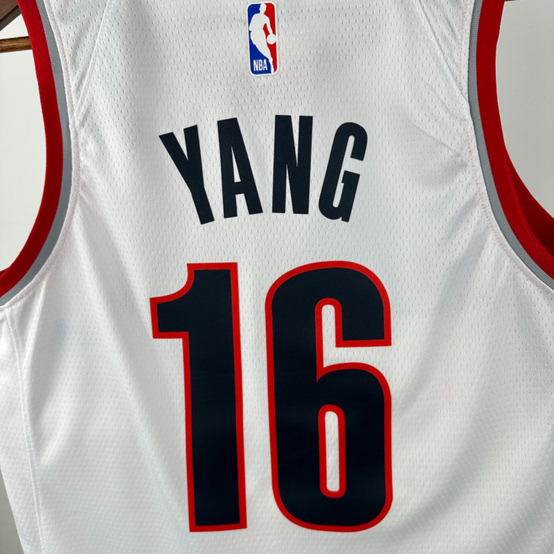 NBA Portland Trail Blazers 2023 V-Neck White jersey YANG#16 S-XXL
